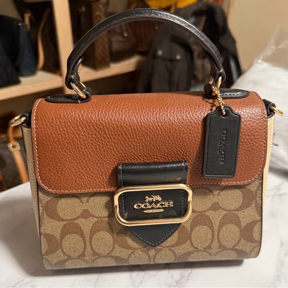 Coach Brown and Tan Signature Satchel